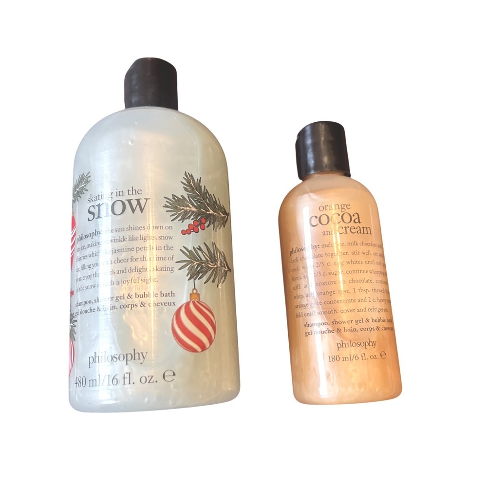 Lot Of 2 Philosophy Skating Snow Shampoo‎ Bath & Shower Gel Cocoa Cream New